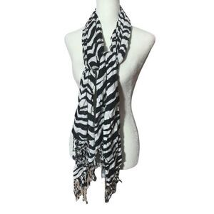 Ashley Cooper White/Black Viscose Scarf